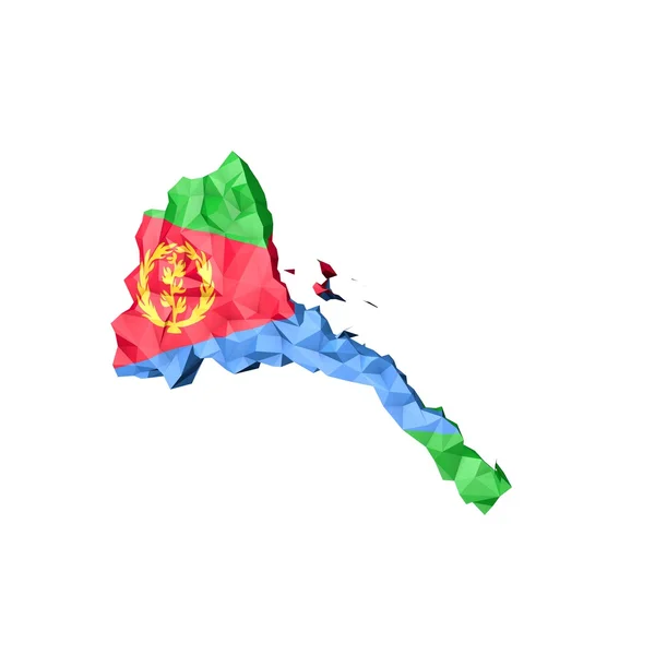 Mappa Eritrea Poly Bassa con Bandiera Nazionale — Foto Stock