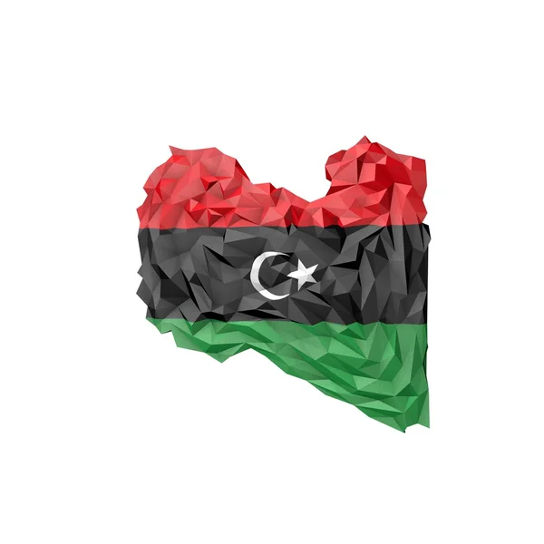 Mappa Low Poly Libia con Bandiera Nazionale — Foto Stock