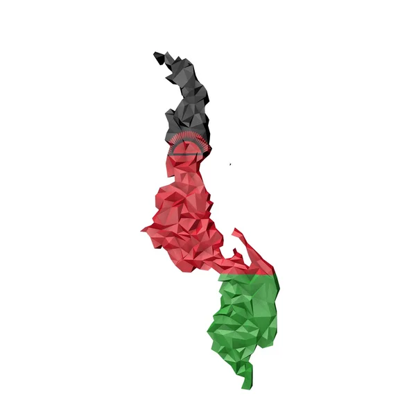 Mappa del Malawi con Bandiera Nazionale — Foto Stock