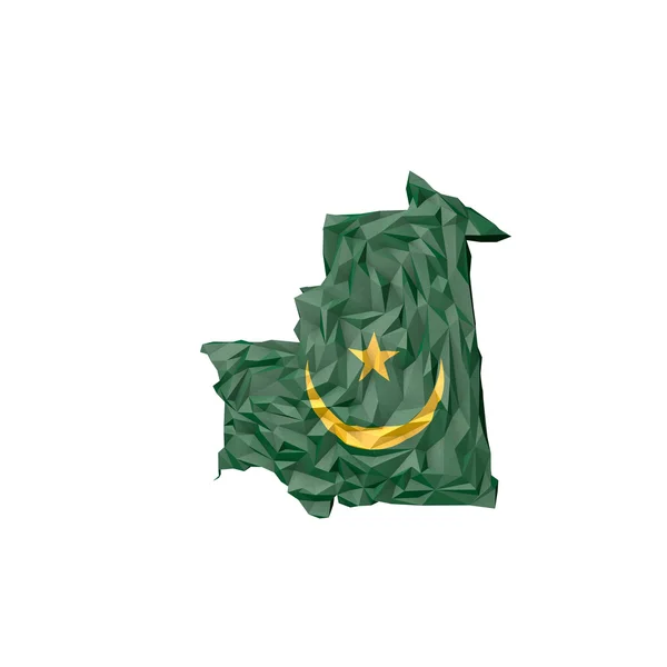 Mappa di Low Poly Mauritania con bandiera nazionale — Foto Stock
