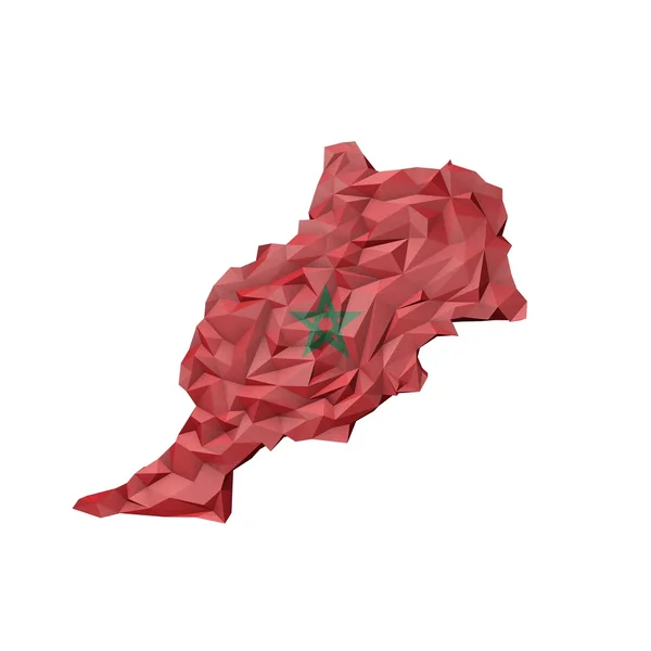 Mappa Low Poly Marocco con Bandiera Nazionale — Foto Stock