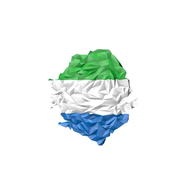 Low Poly Sierra Leone mapę z Flaga narodowa — Zdjęcie stockowe