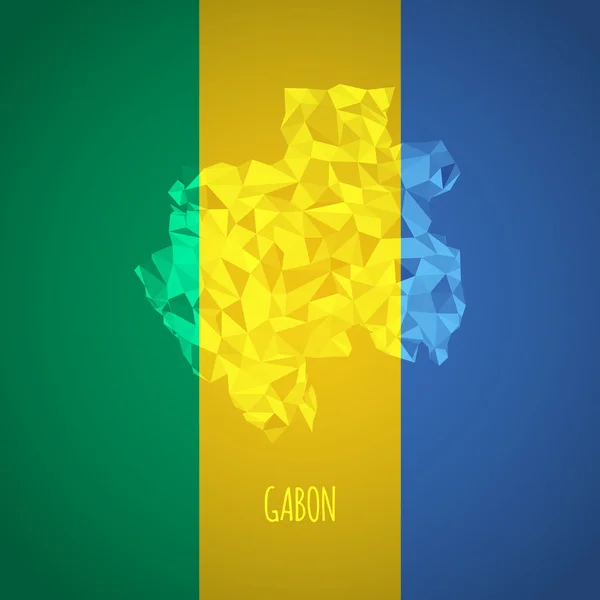 Basso Poly Gabon con colori nazionali — Vettoriale Stock