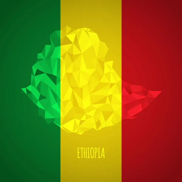 Basso poli Etiopia con colori nazionali — Vettoriale Stock