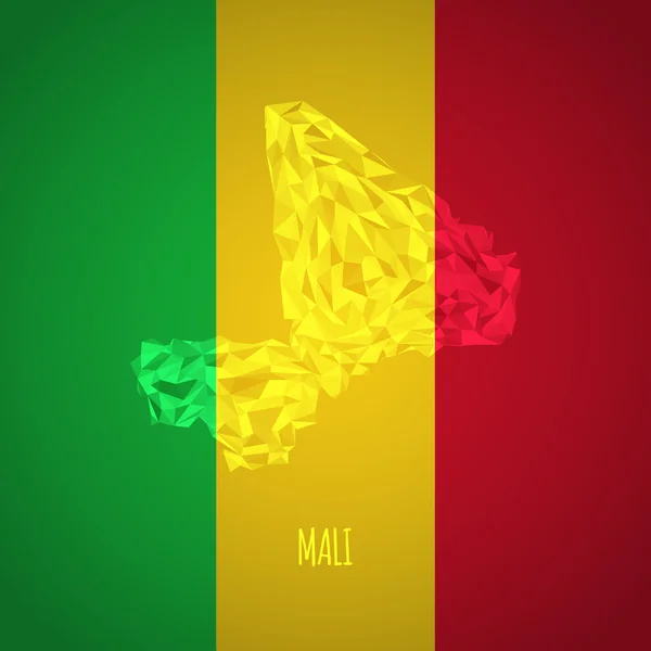 Basso Poly Mali con Colori Nazionali — Vettoriale Stock