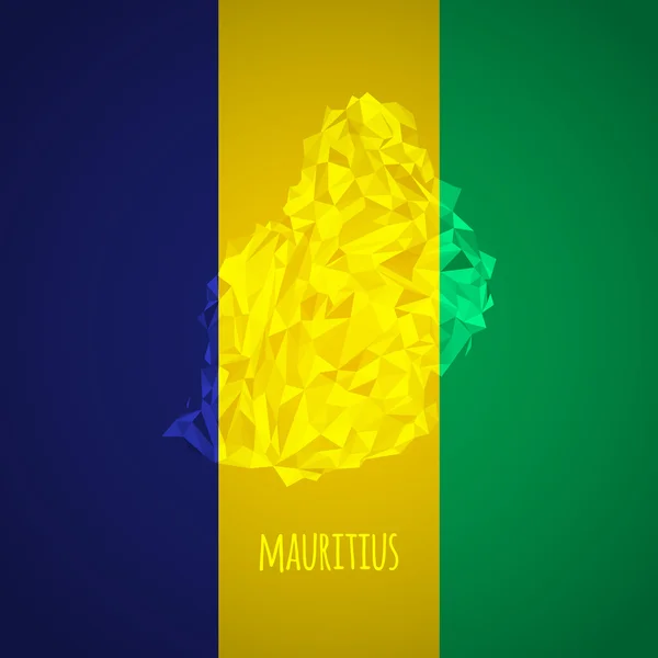 Basso Poly Mauritius con colori nazionali — Vettoriale Stock
