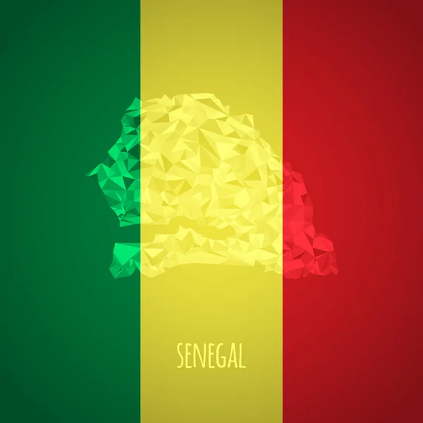 Basso Poly Senegal con Colori Nazionali — Vettoriale Stock