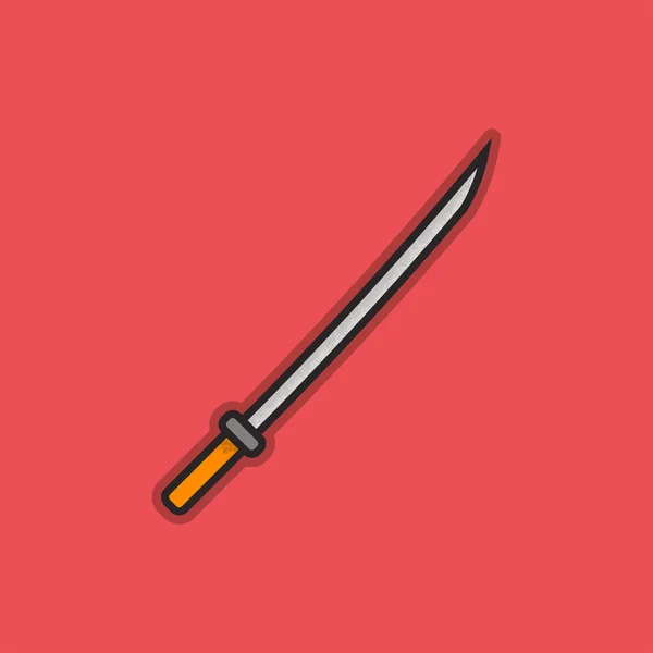 Flat Stroke Katana Icon — Stock Vector