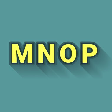 M N O P - renkli alfabesi uzun gölge ile özetlenen