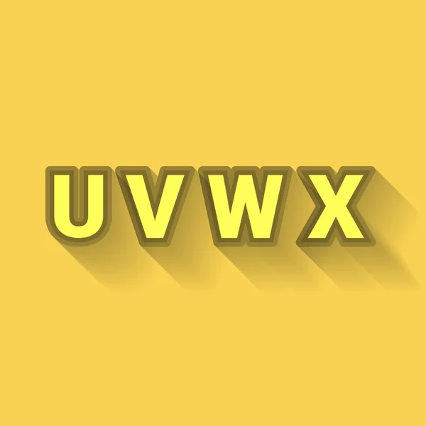 U V W X - Colorful Outlined Alphabet with Long Shadow — Stock Vector