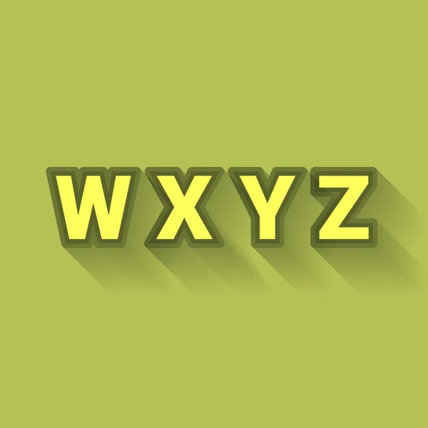 W X Y Z - Alphabet contour coloré avec ombre longue — Image vectorielle