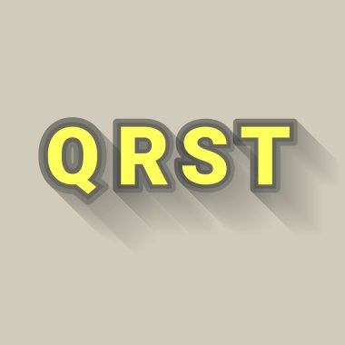 Q R S T - renkli alfabesi uzun gölge ile özetlenen