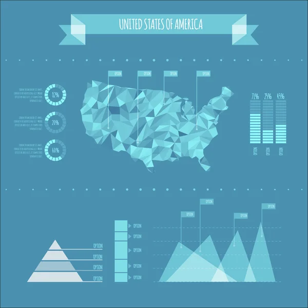 Stany Zjednoczone Infographic raport Templat — Wektor stockowy