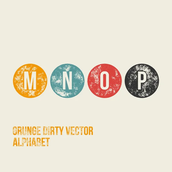 M N O P Grunge Retro Circular Stamp Type - Alfabet vectorial — Vector de stoc