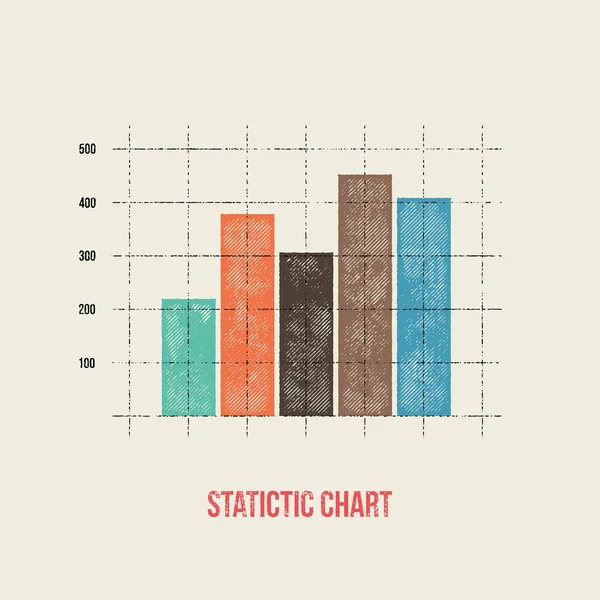 Vector platte ontwerp infographics statistieken staafdiagram - grunge re — Stockvector