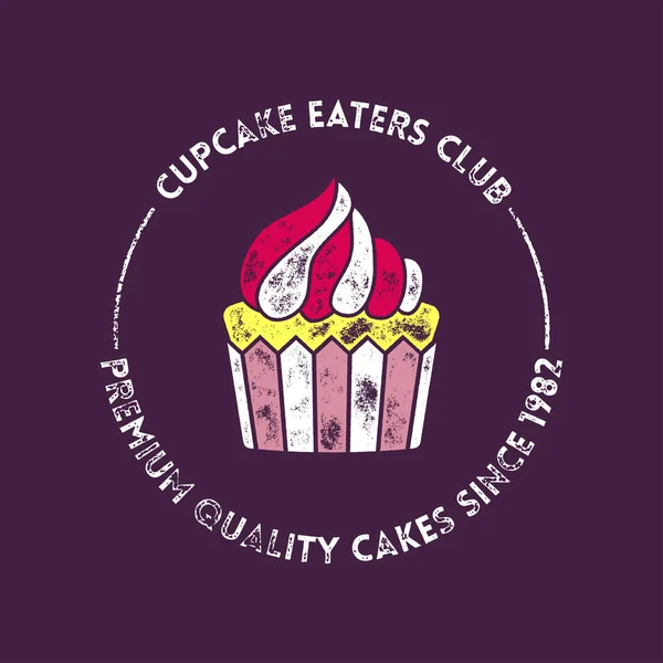 Cupcake Eaters Club Retro Vector Badge or Stamp — Stock Vector