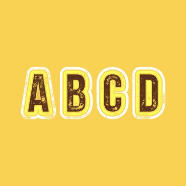 A B C D - Grunge renkli Retro türü