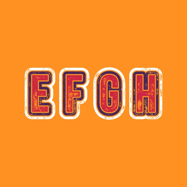 E F G H - Grunge färgglada Retro typ — Stock vektor