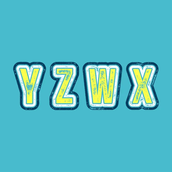 W X Y Z - Grunge type rétro coloré — Image vectorielle