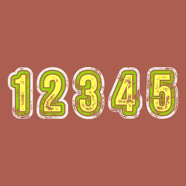 1 2 3 4 5 - Grunge Colorful Retro Numbers — Stock Vector