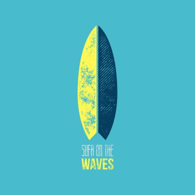Surf on The Waves T-Shirt Design - Yellow and Dark Blue Surf Boa