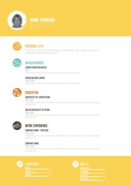 Retro Minimal CV - Vector Illustration -  Resume Template