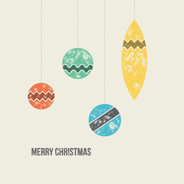 Merry Christmas greetings card with four retro scratched christm