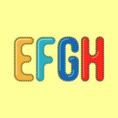 E F G H - Candy Colorful Editable Vector Alphabet