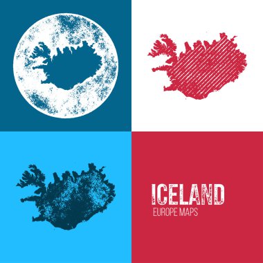 Iceland Grunge Retro Map