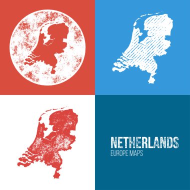 Netherlands Grunge Retro Map