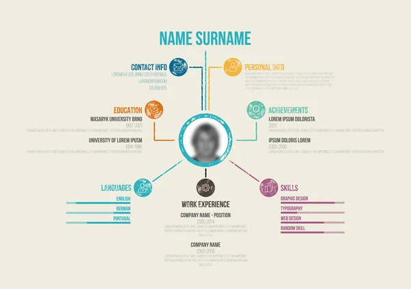 Retro Minimal CV - Vector Illustration -  Resume Template