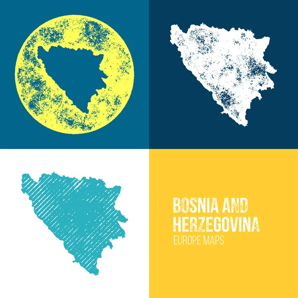 Mapa da Bósnia e Herzegovina Grunge Retro — Vetor de Stock