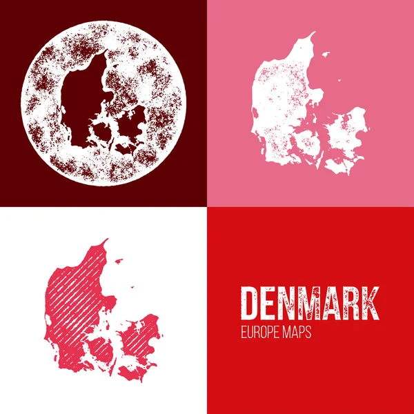 Denmark Grunge Retro Map — Stock vektor