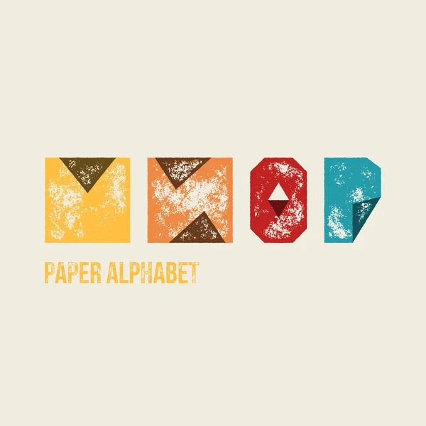 M N O P - Grunge Retro Tipo de papel Alfabeto — Vector de stock