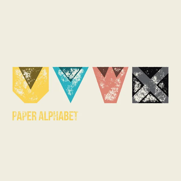 U V W X - Grunge Retro Paper Type Alphabet — ストックベクタ