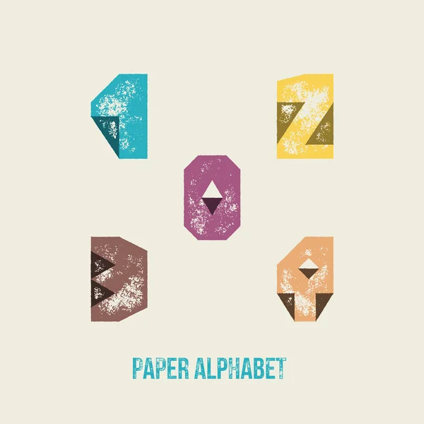 0 1 2 3 4 - Grunge Retro Tipo de papel Alfabeto — Archivo Imágenes Vectoriales