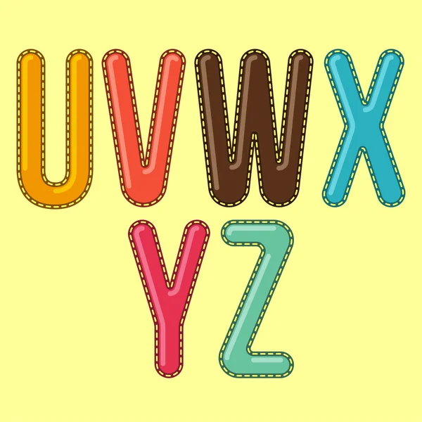 U V W X Y Z - Alfabeto vettoriale modificabile colorato con caramelle — Vettoriale Stock