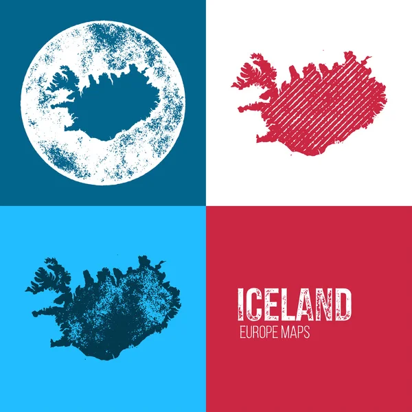 Carte rétro de Islande Grunge — Image vectorielle