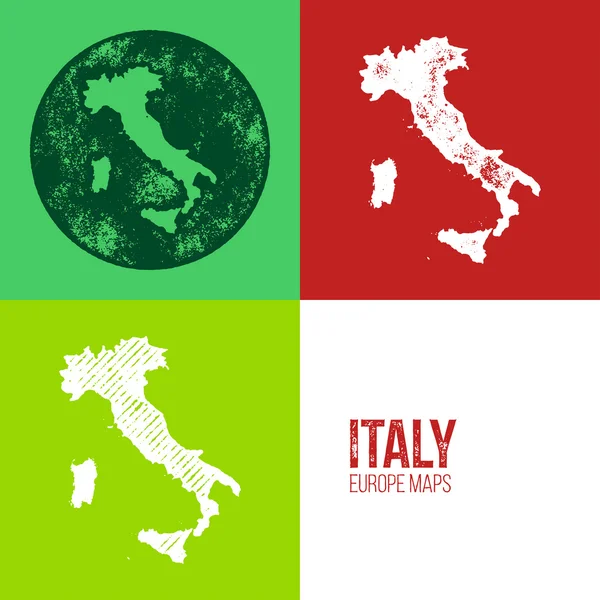 Italia Grunge Retro Mappa — Vettoriale Stock