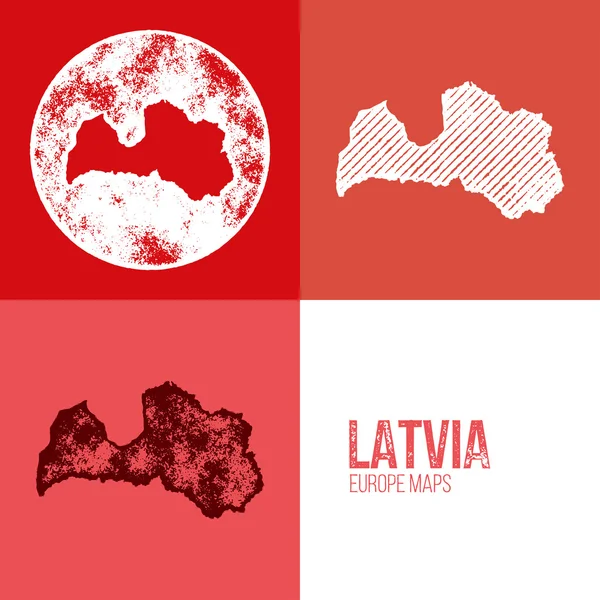Latvia Grunge Retro Map — 스톡 벡터