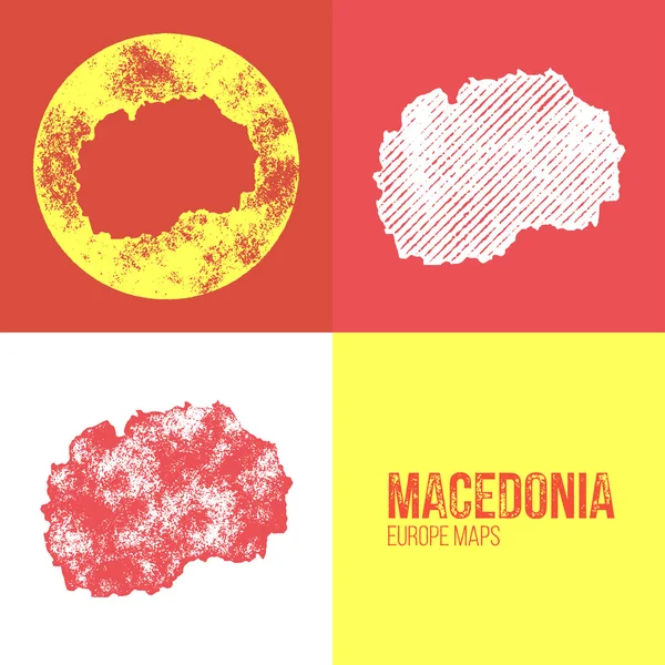 Macedonia Grunge Retro Mappa — Vettoriale Stock