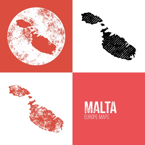 Malta Grunge Retro mapa — Archivo Imágenes Vectoriales