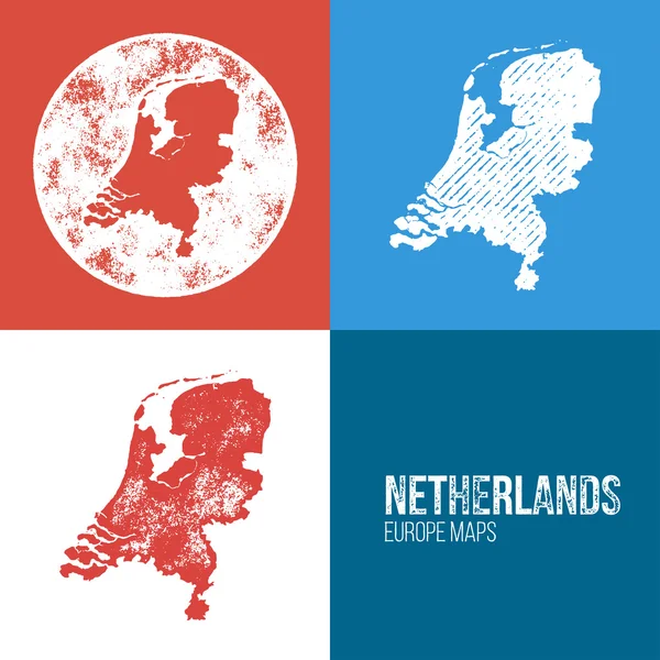 Netherlands Grunge Retro Map — Stockový vektor