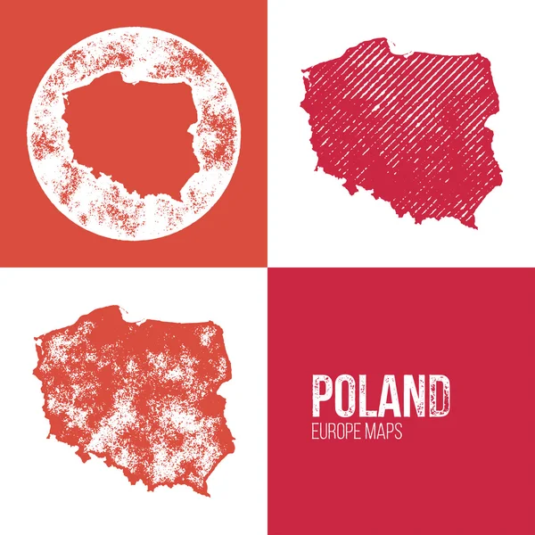 Polonia Grunge Retro Mappa — Vettoriale Stock
