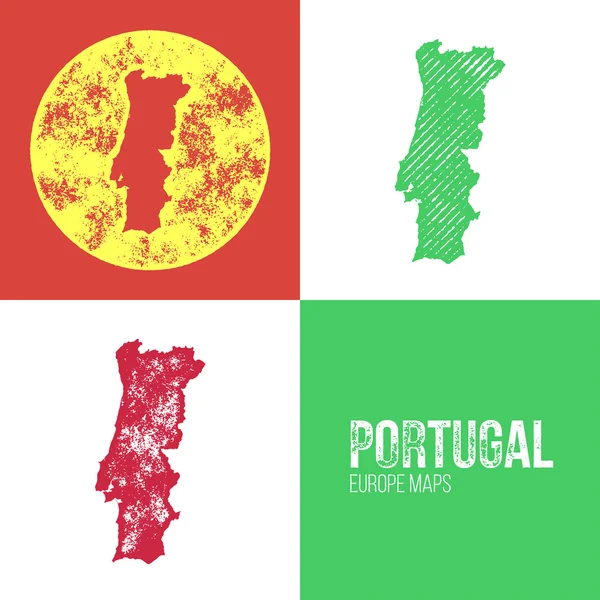 Portugal Grunge Retro Map — 图库矢量图片