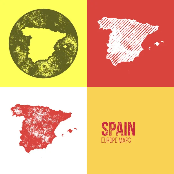 Spagna Grunge Retro Mappa — Vettoriale Stock