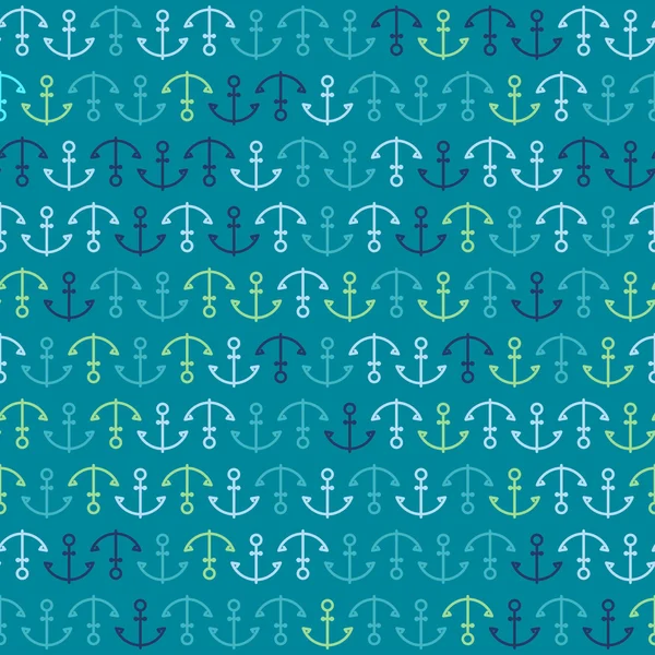 (Inggris) Green and Blue Anchors on Blue Background - Stok Vektor