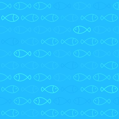 White Fish Pattern on Blue Background