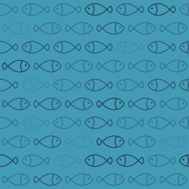 Light and Dark Blue Fish Pattern on Blue Background