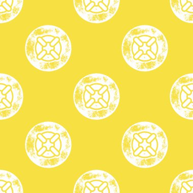 White Life Ring Pattern on Yellow Background